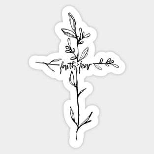 Faith > Fear Twig Cross Sticker